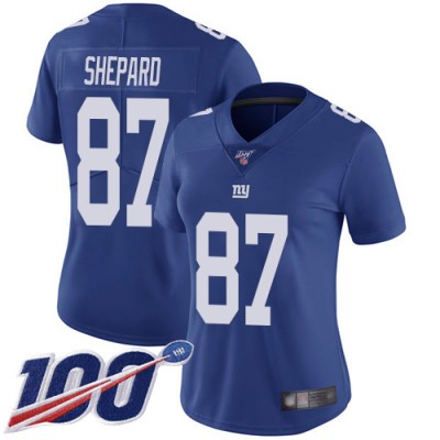 Nike New York Giants #87 Sterling Shepard Royal Blue Team Color Women's Stitched NFL 100th Season Vapor Limited Jersey